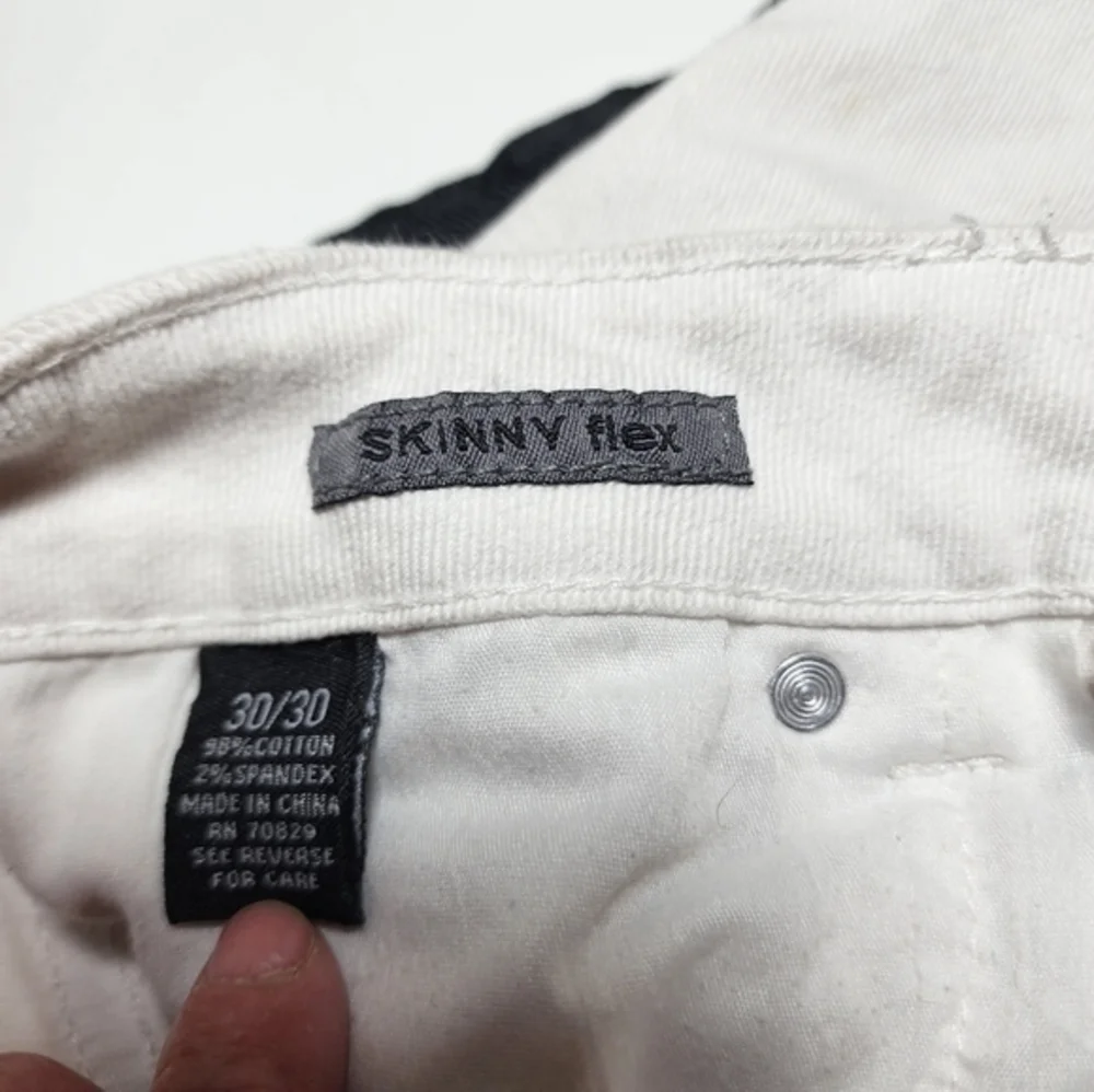 CJ Black Mens White Jeans 30x30 Skinny Flex‎ Zipper Accents